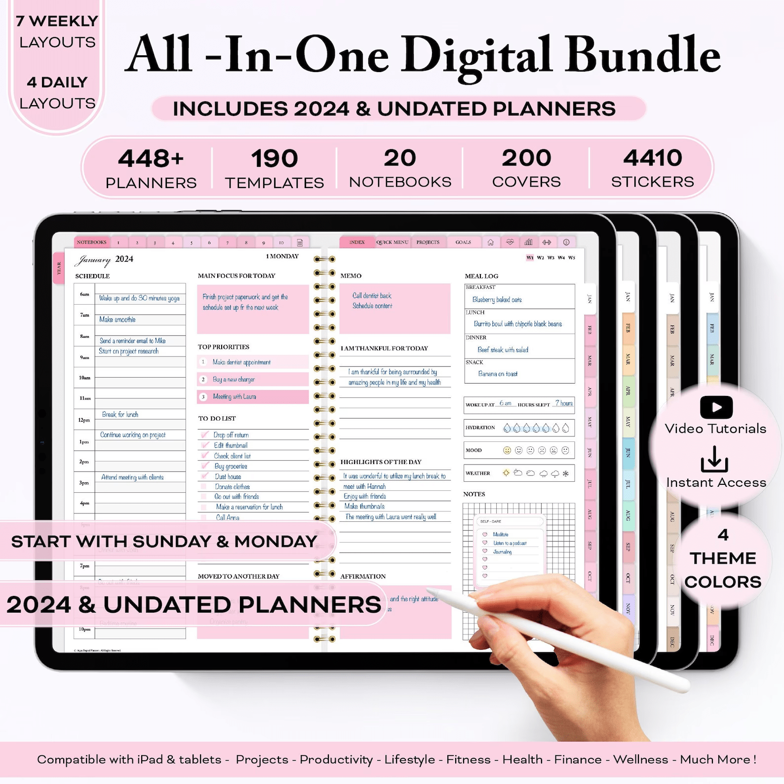 2024 Printable & Digital Planners  PLR Printables, Planners, Spreadsheets  - PLR of The Month Club